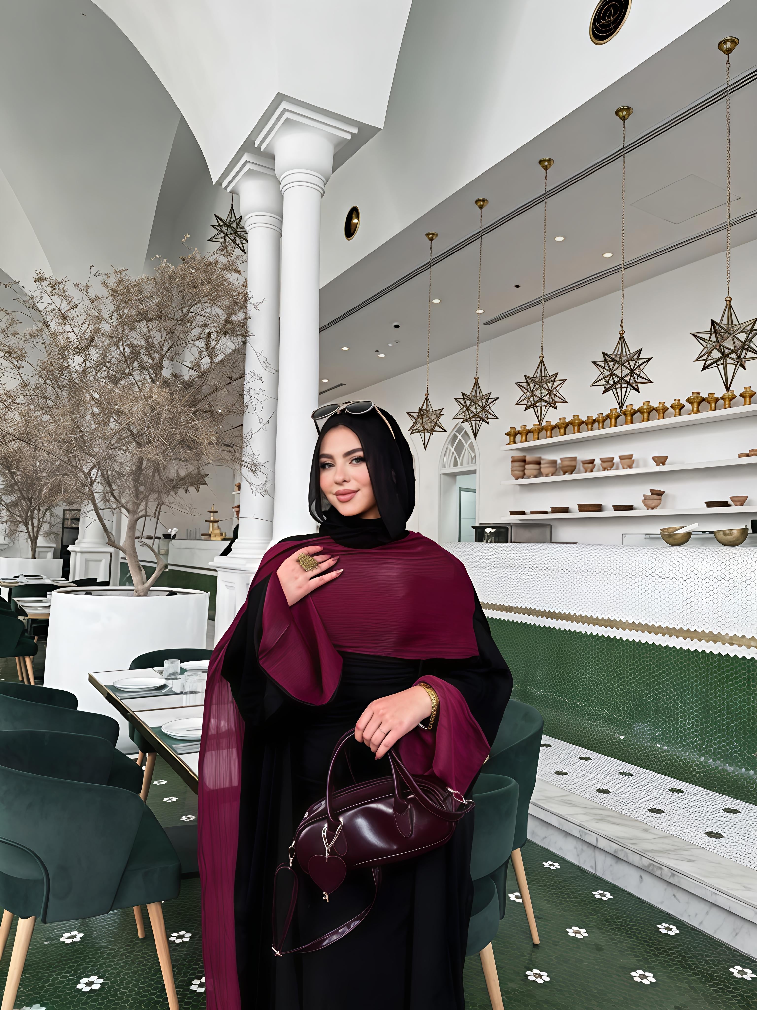 العباية الأوبن مع السكارف و ال بيزك